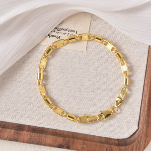 Chaîne en cuivre géométrique unisexe massif, élégante, texturée, lisse, premium, intemporelle, plaquée or 18 carats, vente en gros - Product Image 3