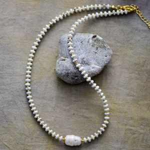 Collier en pierres naturelles, perles bleu ciel et blanches, bijoux unisexes, cadeau, origine Jinhua - Product Image 3