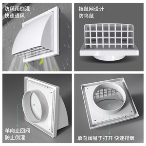 Hefengxing Wall Mount Air Vent Valve White ABS Plastic Exhaust Fan Hood For Outdoor Ventilation - Product Image 2