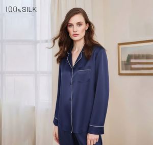 2025 Autumn/Winter New Women's Long Sleeve Pants 100% Mulberry Silk Pajamas - Product Image 4