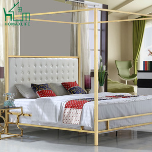 Visofree — meuble de chambre à coucher <span class=keywords><strong>en</strong></span> <span class=keywords><strong>fer</strong></span> <span class=keywords><strong>forgé</strong></span> de Style ancien, canopée métallique, couleur <span class=keywords><strong>noir</strong></span> et or - Product Image 2