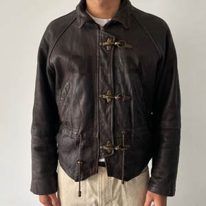 Chaqueta de Cuero Personalizada con Cierre, Estilo Bomber, para Motociclistas, con Hebilla de <span class=keywords><strong>Bombero</strong></span>, Estilo Urbano, para Hombre - Product Image 4