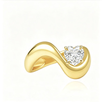 Bague de phalange FUAMAY en argent sterling S925 massif, motif vague et cœur, pour femme, personnalisable avec gravure, idéale pour un anniversaire