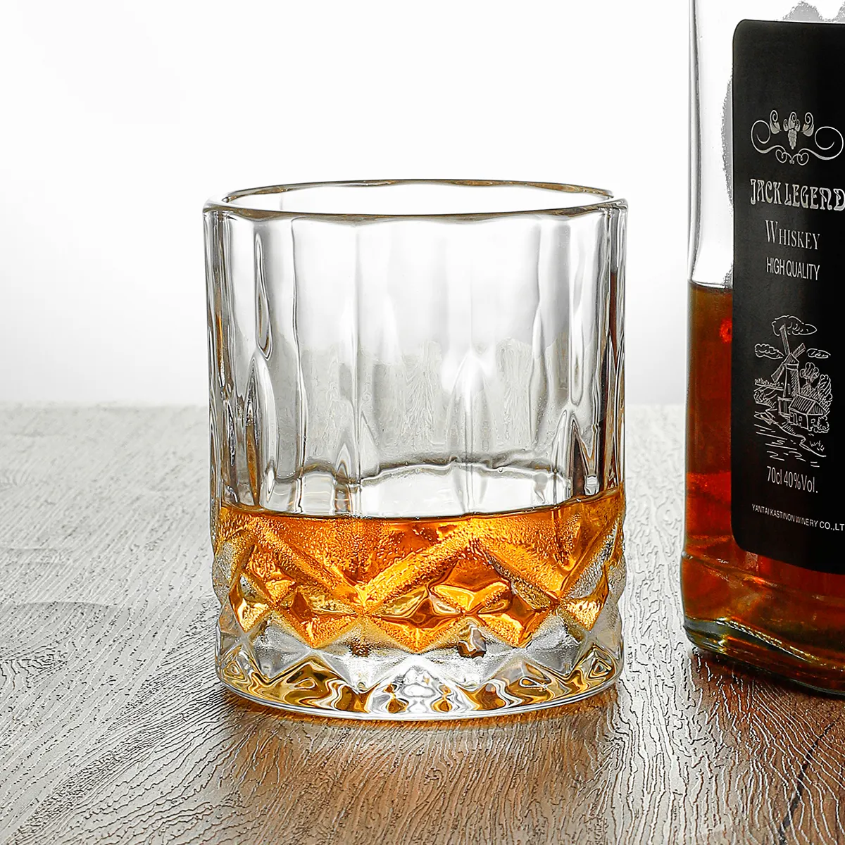 Lead Free Old Fashioned Whisky Glasses Cup Crystal Rock Shot Glass Whiskey Cup for Cocktail