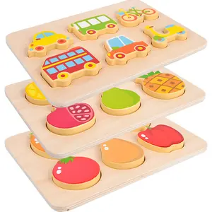 Enfants en bois 3D Animal Fruit lettre forme Puzzle conseil Montessori éducatif correspondant jouets pour enfants