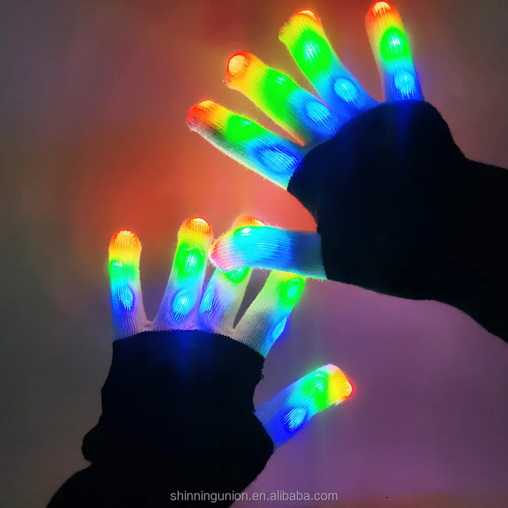 LED Flashlight Gloves for Kids Adults - LED Flashing Light Finger Glowing Gloves for Party Rave Halloween - LED Fishing Gloves