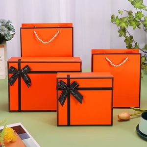 Boîte cadeau classique de marque Orange avec ruban, emballage personnalisé avec logo, boîte cadeau en carton pour le rangement - Product Image 3