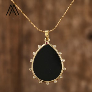 18K mạ vàng mặt dây chuyền vòng cổ với đá quý tự nhiên <span class=keywords><strong>bezel</strong></span> Set Mặt Dây chuyền chuỗi vòng cổ - Product Image 4