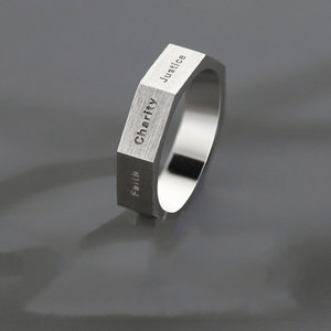 Mode gebürstet geometrische männliche Fingerring Geschenke Schmuck maßge schneiderte inspirierende Ringe für Männer - Product Image 3