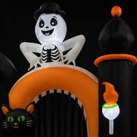 Arche gonflable d'Halloween de 8 pieds en polyester 210T, étanche IP44, avec 7 lumières LED et souffleur, décoration extérieure