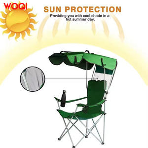Chaise de camping pliable Woqi avec pare-soleil, tissu Oxford vert, cadre en aluminium, chaise de jardin, utilisation portable en extérieur - Product Image 2
