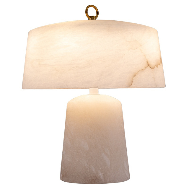 Modern Luxury Marble LED Table Lamp Resin Body Simple Design Hotel Villa Living Room Bedroom Bedside Decor Alabaster Table Lamp