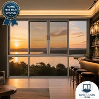 Ventanas Corredizas de Aluminio con Doble Acristalamiento y Rotura de Puente Térmico para Bares Modernos, con Vidrio Templado de Grado MI, para Uso en Hoteles y Villas, AS2047