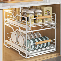 Rostfreies Metall Dish Drainer Organizer Regal Sliding Kitchen Organizer Geschirr korb mit Auto Drain Tray