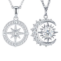 Collier Boussole Étoile à Huit Branches Scintillante Haut de Gamme en Argent 925 Incrusté de Moissanite avec Certificat GRA, Chaîne Clavicule