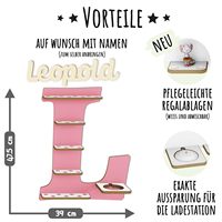 Étagère Tonie pour Toniebox, Étagère Toniebox personnalisée avec nom et symboles en bois, Rangement Tonie (Lettre L)