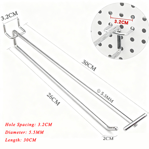 5.6mm Diameter 30cm Long Peg Board Shelving <b>Hooks</b> Stainless Steel Hanging Board Pegs Wall <b>Display</b> <b>Hooks</b> with Price Tag Holder - Product Image 1