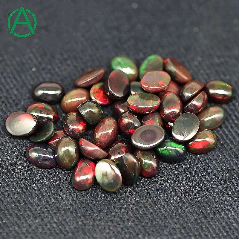 ArthurGem wholesale high quality natural black opal oval gemstone cabochon, black opal loose gemstone for jewelry making