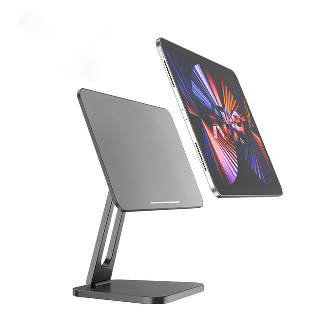 Adjustable 360 Degree Rotating Magnetic Aluminum Alloy Stand Portable Foldable Tablet and Laptop Holder for iPad Pro