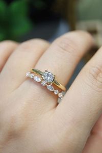 Xinfly 18K <b>Gold</b> 0.52ct Lab Diamond Marquise & Round Diamond Half Eternity Engagement <b>Ring</b> - Product Image 3