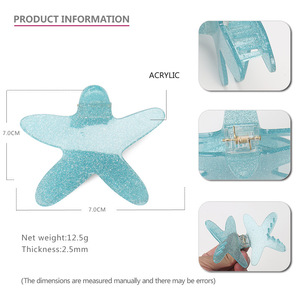 Pince à cheveux en acrylique étoile de mer tendance avec paillettes, élégante, pour demi-queue de cheval, nouveaux accessoires capillaires occidentaux - Product Image 6