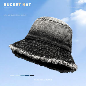 Femmes été coton seau chapeau pliable pêcheur <span class=keywords><strong>Bob</strong></span> casquette Hip Hop Style décontracté dessin animé motif lavé Denim pour hommes femmes - Product Image 2