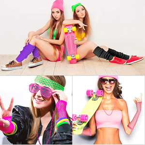 Halloween Costume 80s Neon Party Outfit Lace Bow <b>Headband</b> Hair Accessories <b>Sunglasses</b> Set - Product Image 5