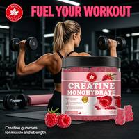 Gummies de créatine monohydrate OEM à la framboise, 120 unités, haute absorption pour le développement musculaire, la force, l'endurance, la salle de sport, personnalisables