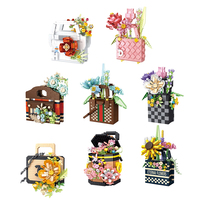 Ensembles de blocs de construction en forme de fleurs, plante en pot avec boîte cadeau, ensembles de briques MOC, ensembles DIY pour enfants, jouets éducatifs pour enfants P1073-1080