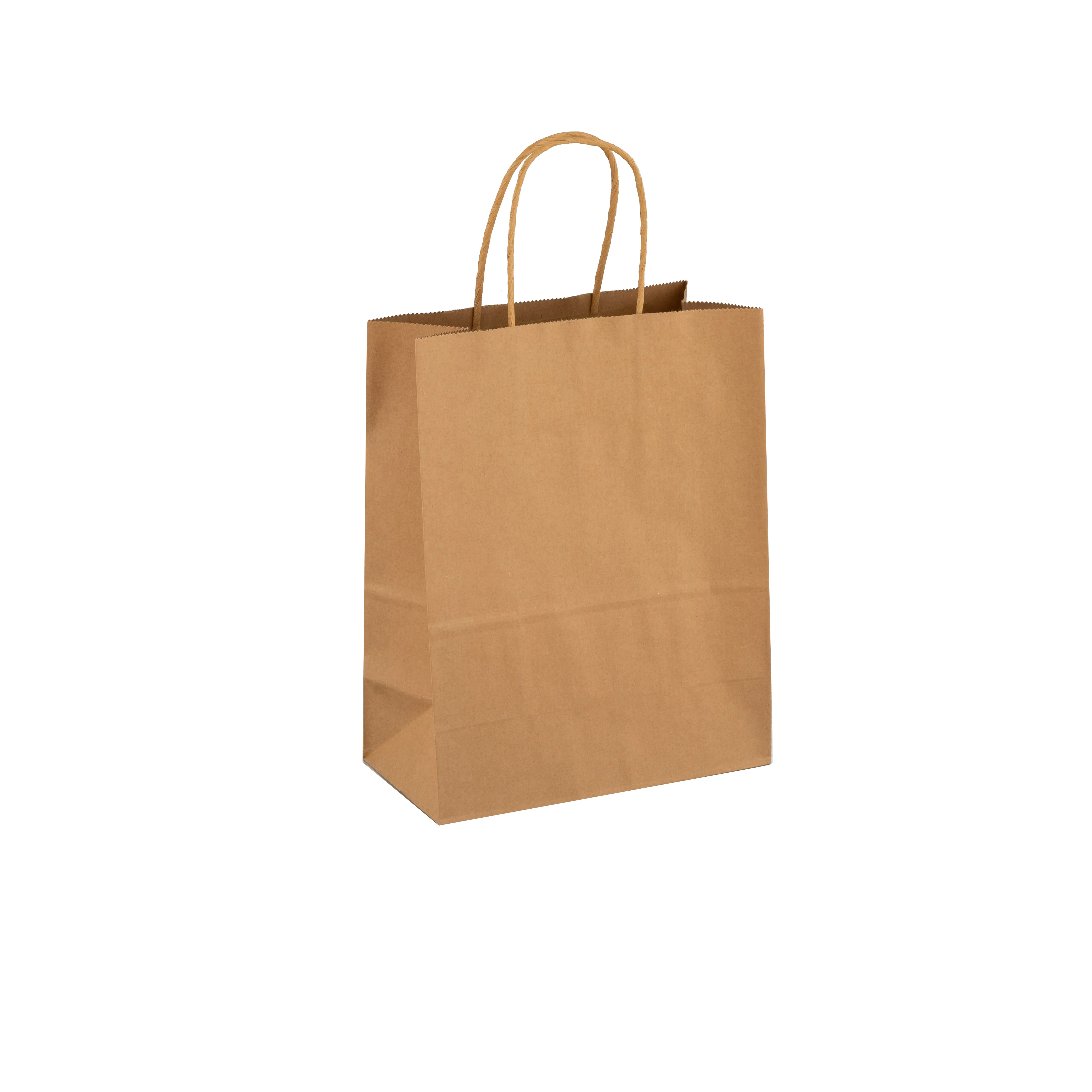 Customized Shopping Paper Bags Logo Printed Fast Food Packaging Takeaway Twisted Handle Kraft Paper Bag