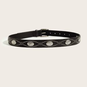 <span class=keywords><strong>Ceinture</strong></span> Y2K à double rangée de rivets avec boucle d'aiguille en forme d'oeil de poulet <span class=keywords><strong>Ceinture</strong></span> rétro de style ethnique punk - Product Image 3