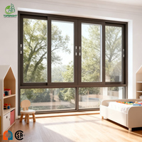 Ventana Corredera Horizontal de Vidrio Templado Resistente a Huracanes Topbright NFRC con Marco de Aluminio para Uso Exterior en Hoteles y Sótanos