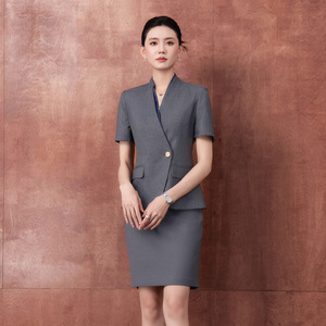 Black Short Sleeve Suit Skirt Set Professional Uniform For Hotel Receptionist Business Wear Summer 2026 - Product Image 4
