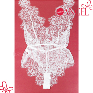 KISS ME ANGEL Eyelash Design Sexy <strong>White</strong> Lace <strong>Lingerie</strong> Teddy <strong>Bodysuits</strong> for Women - Product Image 6