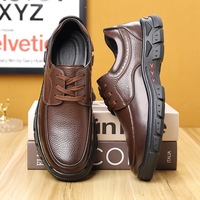 Chaussures en cuir unies à lacets pour hommes, style décontracté chic, automne, deux couleurs, respirantes, expédition rapide, petites commandes acceptées