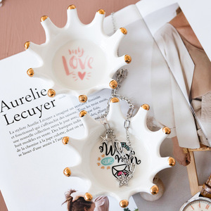 <strong>Ceramic</strong> Crown <strong>Jewelry</strong> <strong>Box</strong> with Heart Pattern Modern Design-Earrings Necklace Ring Tray Storage for Desktop Ashtray Candlestick - Product Image 2