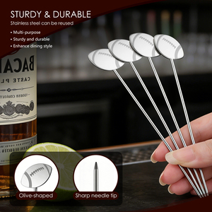 Piques à <span class=keywords><strong>cocktail</strong></span> rugby 2026 <span class=keywords><strong>de</strong></span> 4,7 pouces en acier inoxydable réutilisables pour apéritifs, sandwichs, brochettes <span class=keywords><strong>de</strong></span> fruits, piques à martini - Product Image 5