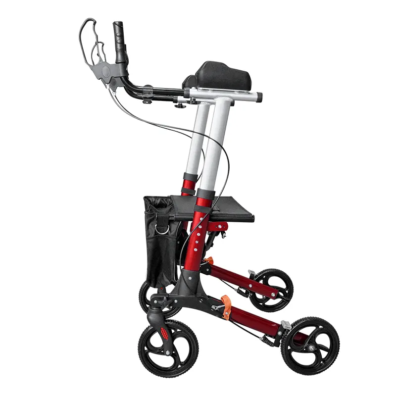 BQ1003C 2023การออกแบบใหม่หรูหราแบบพกพาอลูมิเนียม4ล้อวอล์คเกอร์ Rollator กับที่นั่งสำหรับคนพิการ