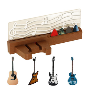 Soporte de Pared para Guitarra de Madera con Luces, Diseño de Notas Musicales, Soporte para Púas, Soporte Universal para Guitarra Eléctrica y Ukelele - Product Image 5