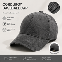 Gorra Deportiva de 6 Paneles Ajustable, de Pana de Algodón Suave y Transpirable, de Alta Calidad, para Viajes y Actividades al Aire Libre, Ideal para Promociones