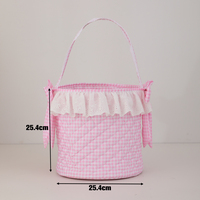 Cesta de Páscoa para Crianças com Laço de Renda Gingham Shuntong, Não Tóxica, Reutilizável e Ecológica para Uso Interno