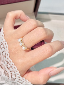 UM Jewelry <b>925</b> Sliver Wholesale Natural Freshwater Pearl and White Zircon Fashionable Versatile <b>Ring</b> For Unisex Daily Gift - Product Image 3