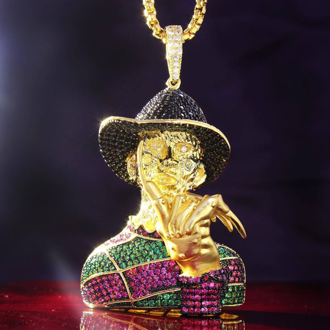 【LOOT】Premium Pirates Pendant 925/18K特注 Custom 925 Silver Hip Hop Pendant - Icedout Freddy Krueger