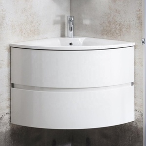 <span class=keywords><strong>Mobile</strong></span> da Bagno <span class=keywords><strong>Angolare</strong></span> Curvo Bianco da Parete con Cassetti - Product Image 4