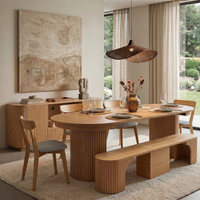 Table à manger extensible de luxe en chêne massif et chaises 6 places, mobilier moderne pour restaurant, hôtel, villa, complexe hôtelier, maison, personnalisable