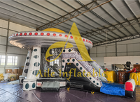 Yüksek kaliteli şişme UFO Combo parti kiralama uzay aracı Bouncy kaydıraklı oyun kalesi şişme uzay gemisi Moonwalk