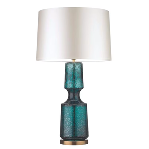 Modern Blue Art Glass LED Sensor Control Adjustable <strong>Table</strong> Lamp with White Round Fabric Cover Decoration Reading Lamp - Product Image 1