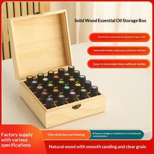 صندوق تخزين للزيوت العطرية من الخشب الصلب النقي، مربع الشكل، سعة كبيرة، 25 خانة، 15 مل - Product Image 3