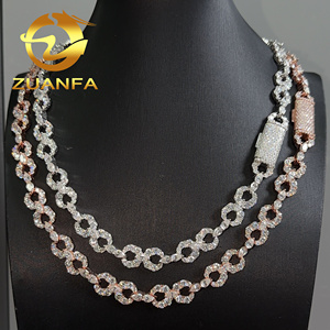 Collana in Argento 925 con Catena Cubana Iced Out da 12mm in Moissanite, Gioielli Hip Hop - Product Image 1