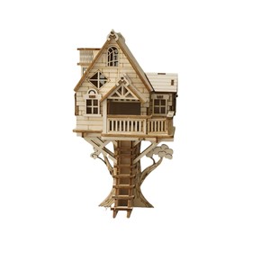Puzzle éducatif en bois 3D tridimensionnel, modèle de <span class=keywords><strong>maison</strong></span> dans les arbres, fait à la main, cadeau d'anniversaire, jouet DIY - Product Image 5